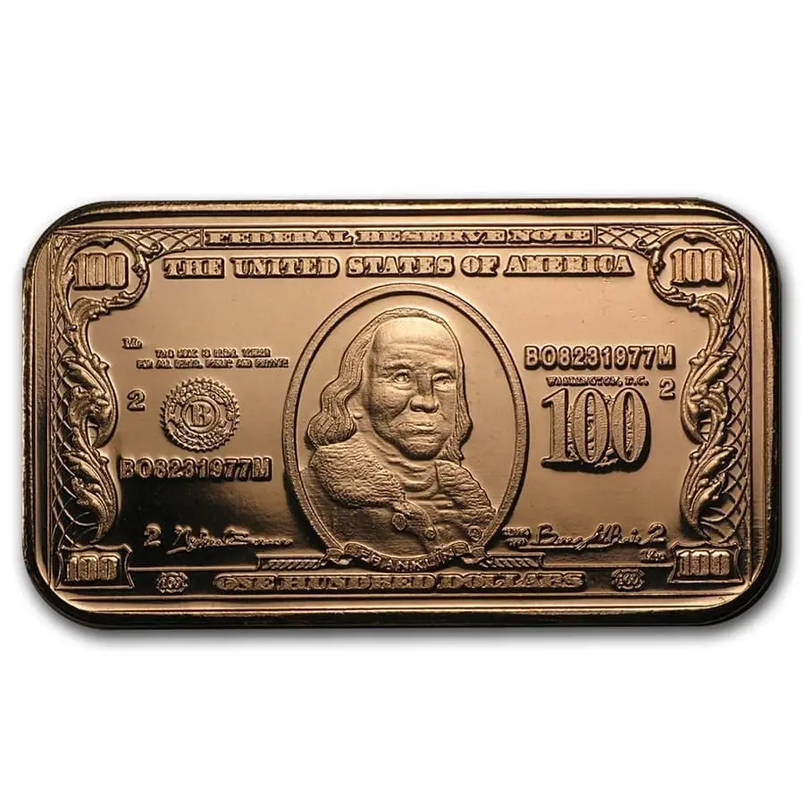 Replika bankovky Benjamina Franklina v hodnotě 100 dolarů 1 Oz
