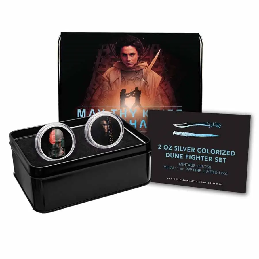 Stříbrné mince DUNE® 2 Barevné Paul/Feyd Fighter sada 2 ks