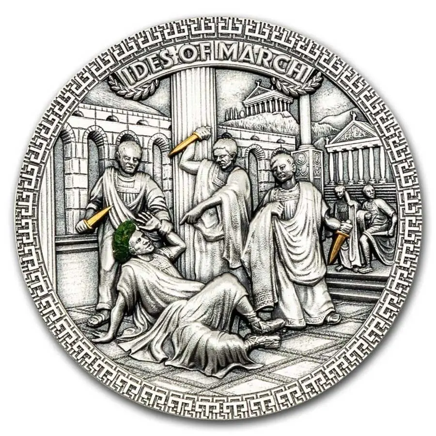 Stříbrná mince 2023 Niue 2 oz Atentáty: Julius Caesar