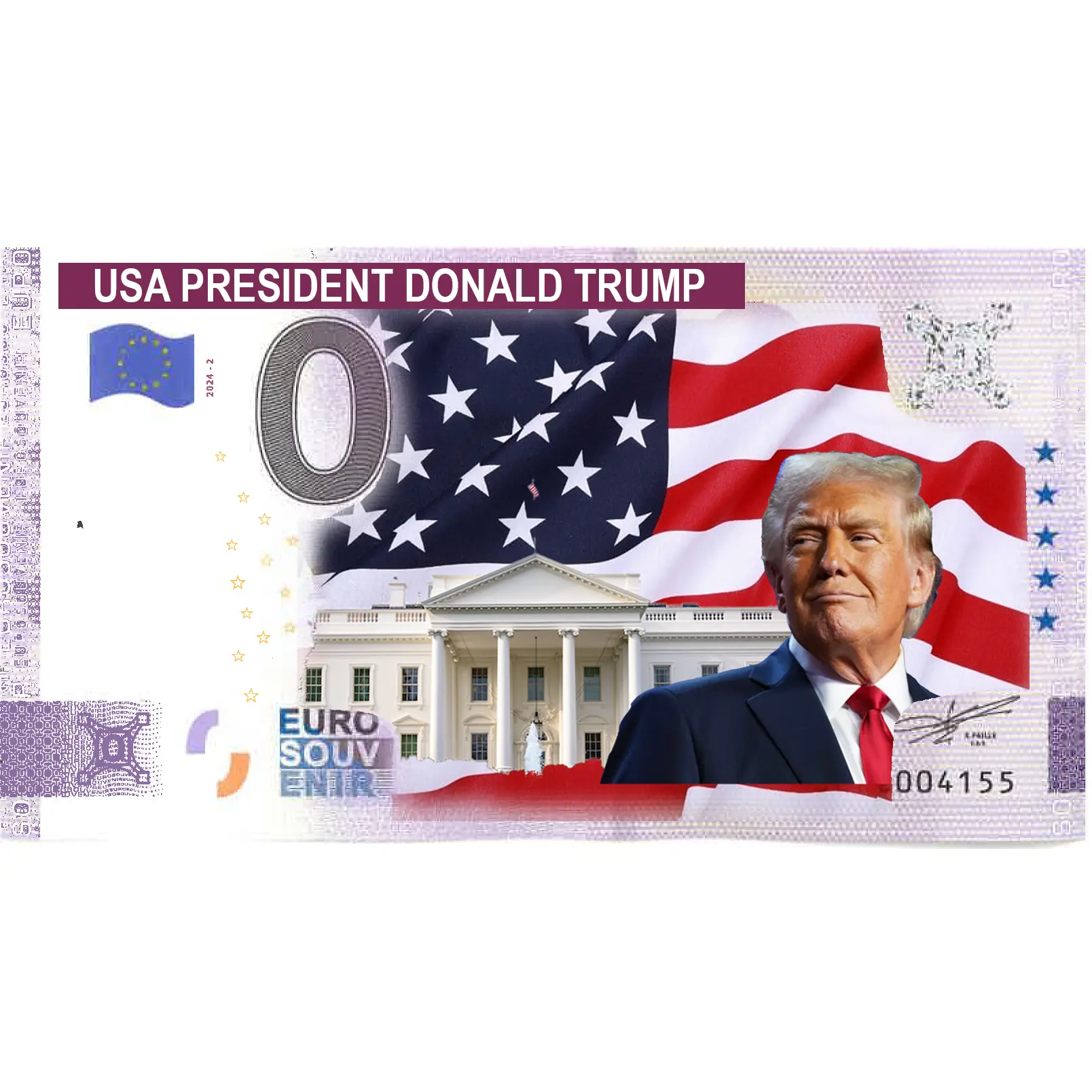 0 EUR bankovka VZOR – DONALD TRUMP – PREZIDENT USA