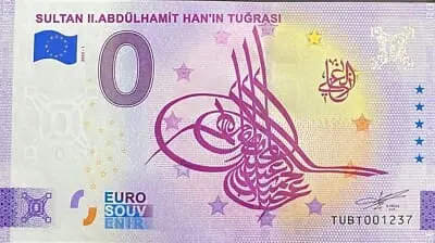 0 EUR bankovka  SULTAN II.ABDULHAMIT HAN’IN TUGRASI
