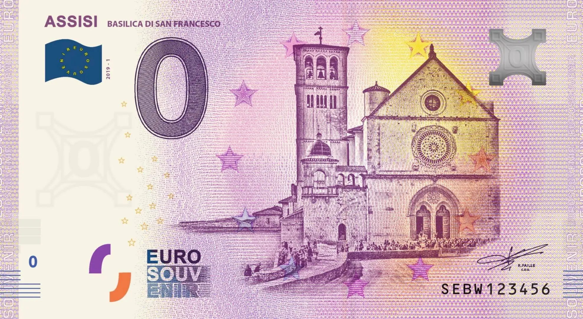0 EUR bankovka ASSISI 2019