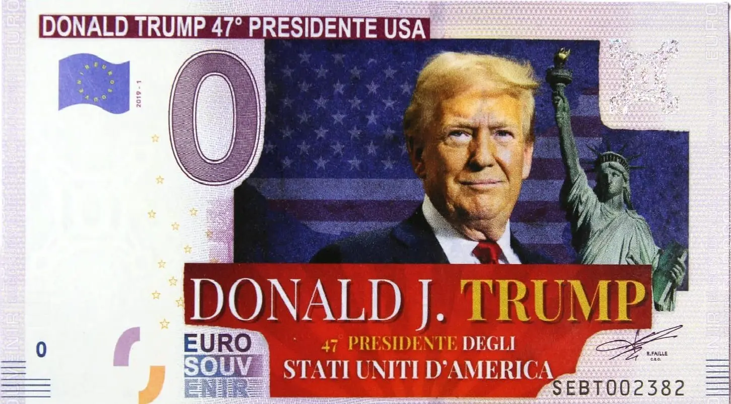 0 EUR bankovka DONALD TRUMP – 47. PREZIDENT USA – BAREVNÁ