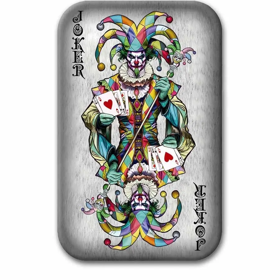 Stříbrný slitek pokerové karty o hmotnosti 2 oz: Joker (s krabičkou a certifikátem pravosti)