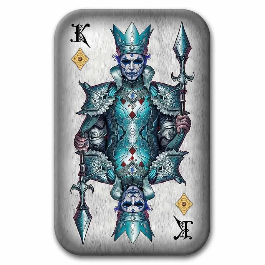 Stříbrný slitek pokerové karty o hmotnosti 2 oz: King of Diamonds (s krabičkou a certifikátem pravosti)