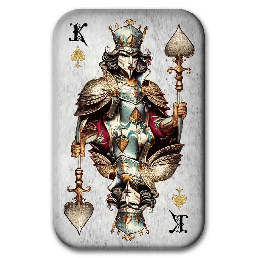 Stříbrné slitky pokerové karty o hmotnosti 2 oz: Pikový král (s krabičkou a certifikátem pravosti)