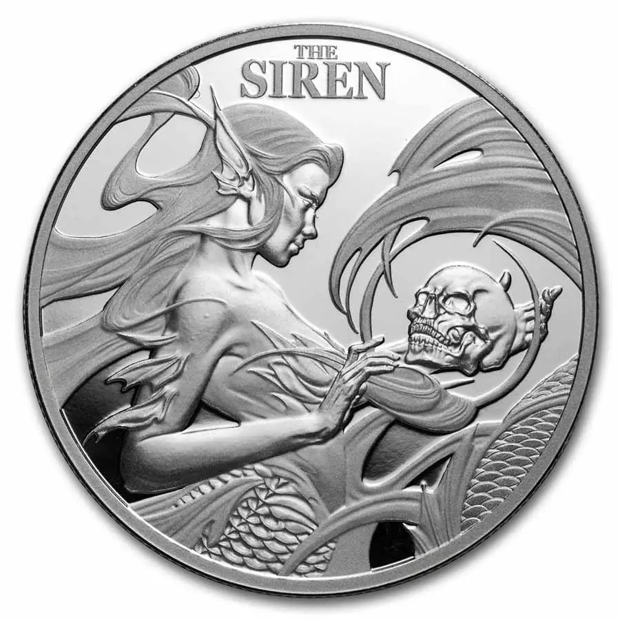 Stříbrná mince Niue 2025, 1 oz, Mytické bytosti; Siréna BU