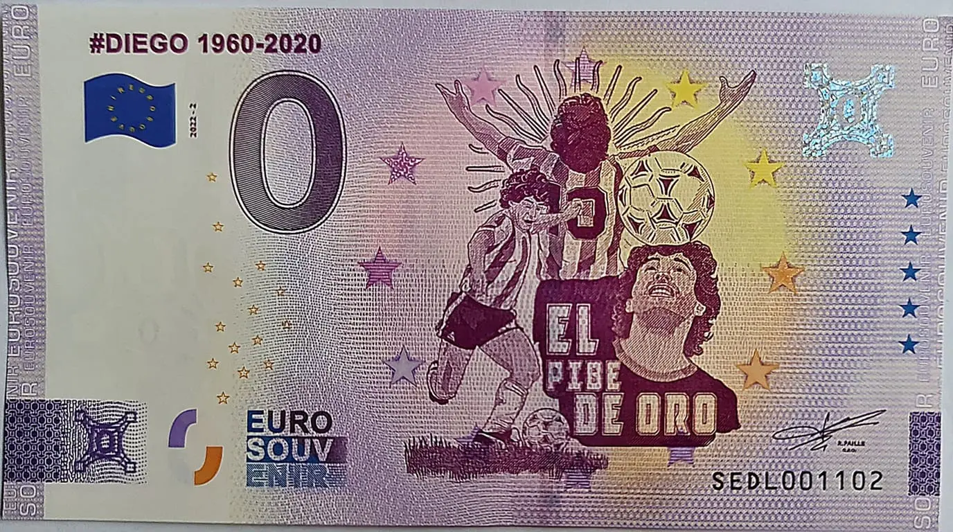 0 Euro Suvenýr bankovka Diego 1960-2020