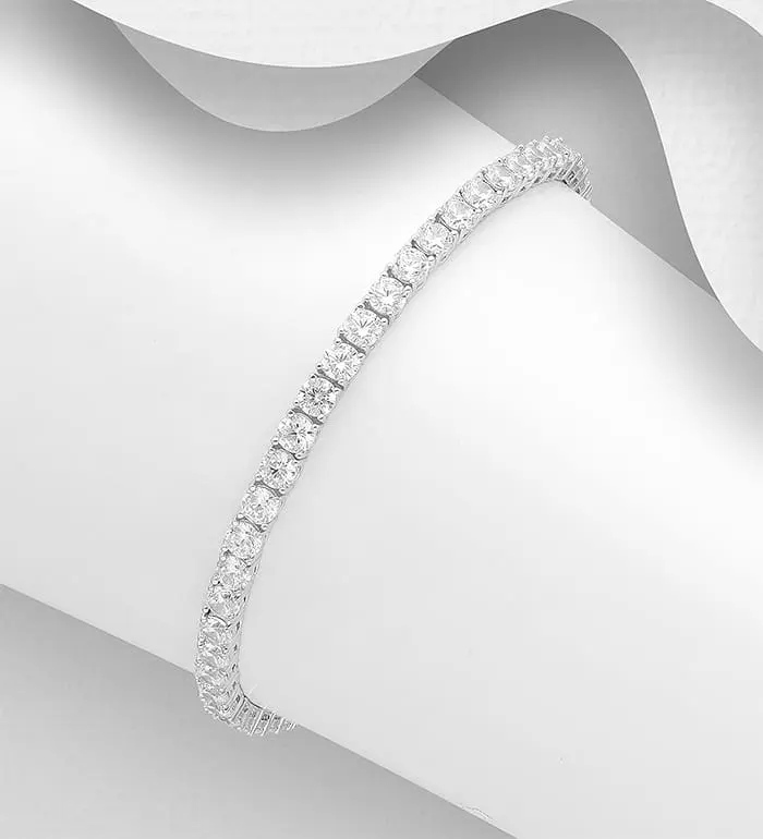 Tenisový náramek ze stříbra 925 zdobený imitací diamantů CZ