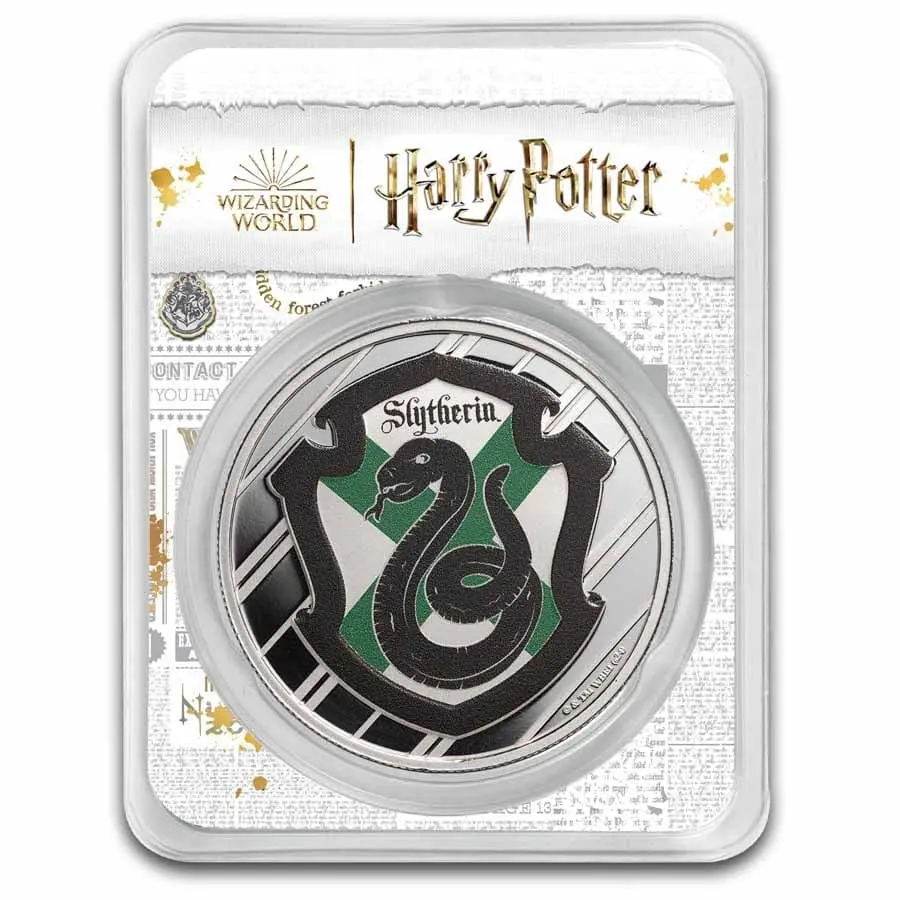 Stříbrná mince Harryho Pottera, 1 oz; Zmijozel, kolorované TEP