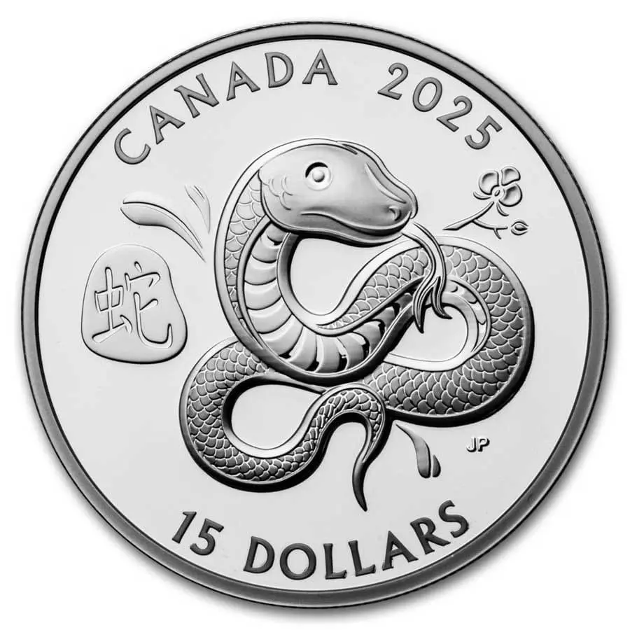 Stříbrná mince 2025 Kanada 1 oz Proof $15 s lunárním rokem hada