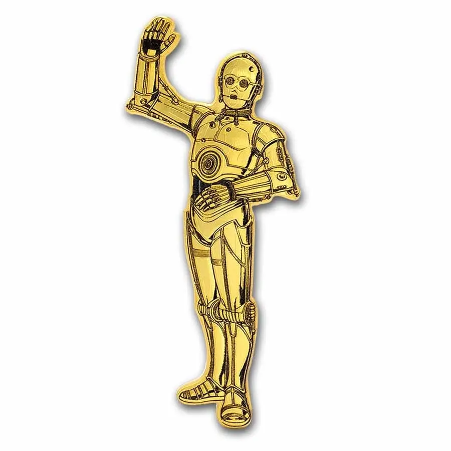 Stříbrná mince Niue 2025, 1 oz, 2 dolary, Star Wars Droids: C-3PO, pozlacená