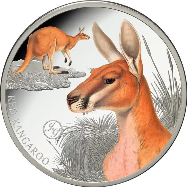 Stříbrná mince 1 NZD – Red Kangaroo 2026 – Niue, 31,10 g, stříbro 999/1000