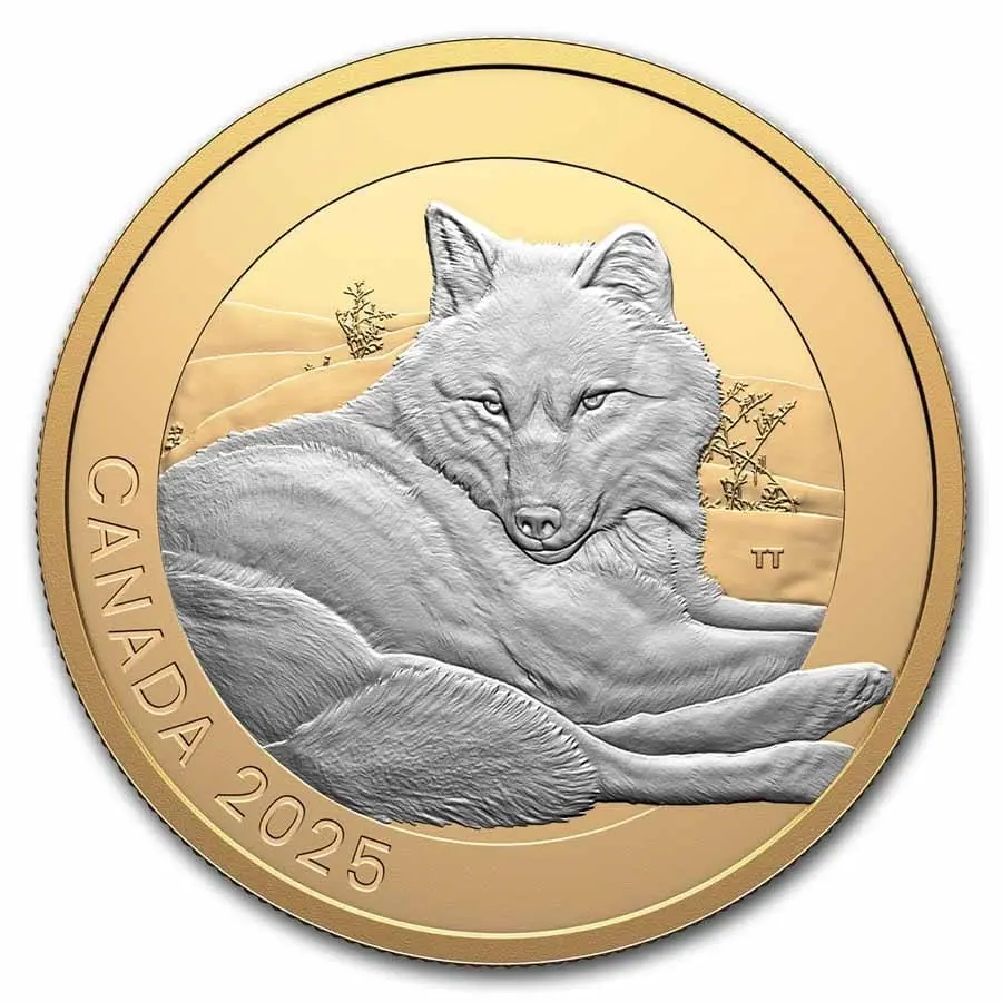 Stříbrná mince Kanada 1 oz 20 dolarů, 2025, portréty zvířat: Vlk šedý