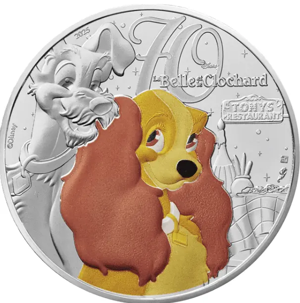 Stříbrná mince 10 € – Dáma a tulák (Lady and the Tramp) 2025 – Francie