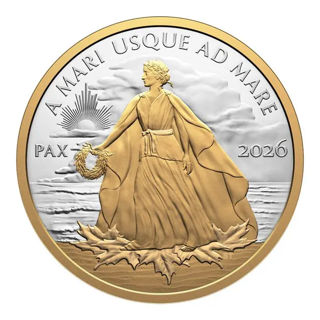 Stříbrná mince 1 CAD – Peace Dollar 2026 – Kanada, 31,39 g, stříbro 999,9/1000