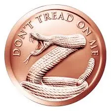 USA – 1 oz Měděná mince  DON’T TREAD ON ME (Silver Shield – Nešlapejte po mně)  Cu 999