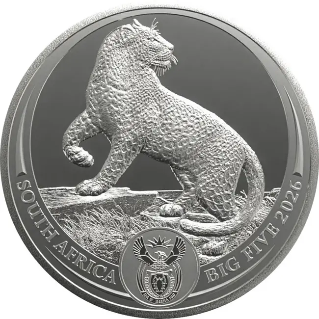 Jižní Afrika – 5 ZAR Stříbrná mince 2026 LEOPARD (Big Five III) 1 oz Ag 999  OSN v blistru