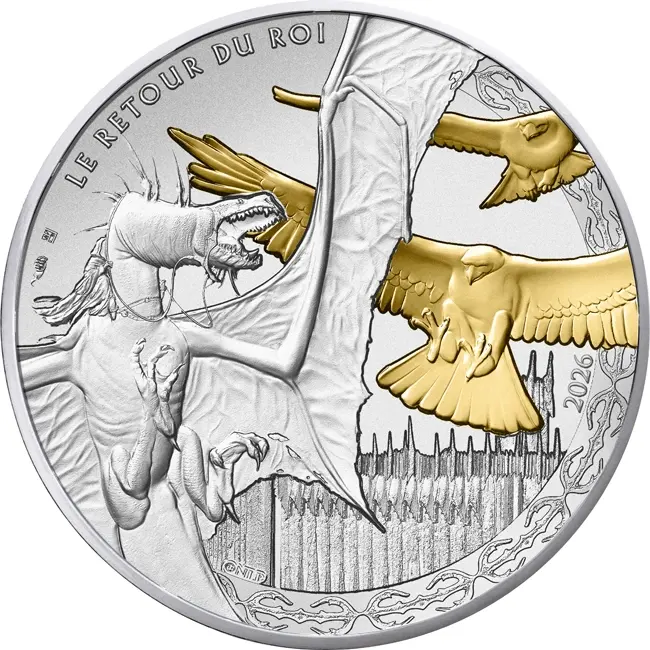 Francie – 10 EUR Stříbrná mince 2026  ORLI VS. OKŘÍDLENÉ STVŮRY (Pán prstenů)  13g Ag 333  BU v blistru