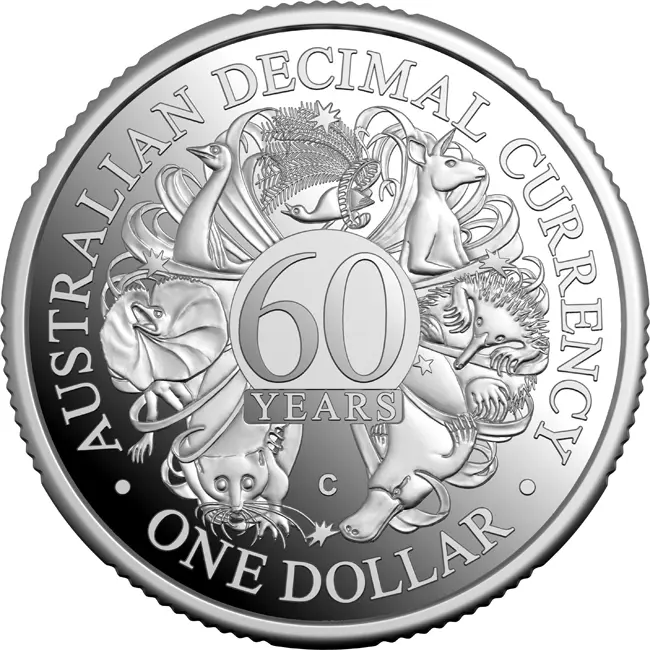 Austrálie – 1 AUD Stříbrná mince 2026 60 LET DESETINNÉ MĚNY (60 Years of Decimal Currency) 11,66g Ag 999 PROOF