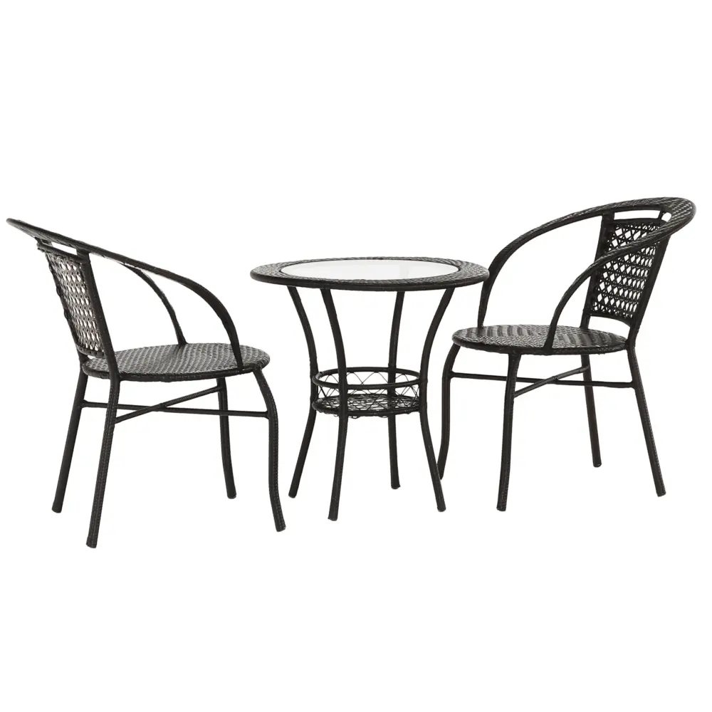 Zahradní set LASAN 1 + 2 – umělý ratan, hnědá