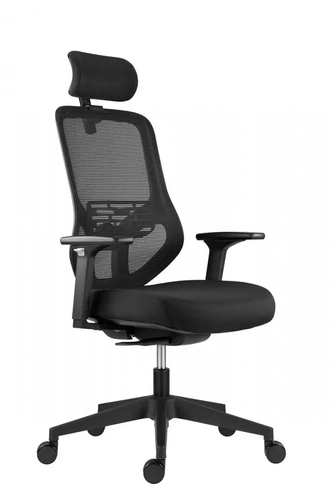 Kancelářská ergonomická židle ATOMIC — látka / síť, černá, nosnost 130 kg Antares