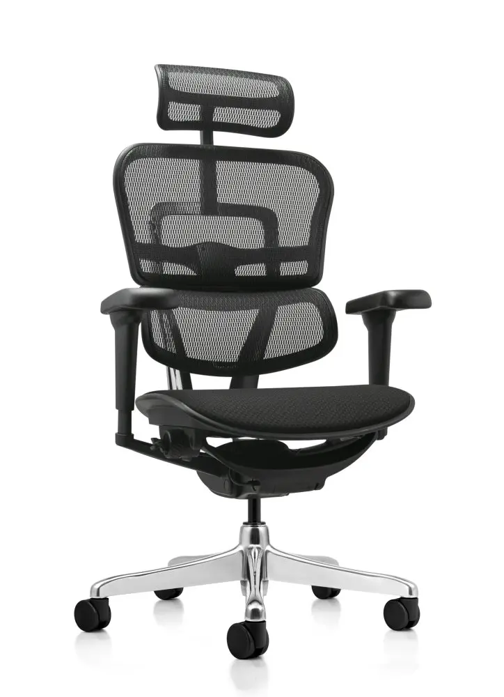 Kancelářská ergonomická židle SIRIUS NEO – opěrák síť, čalouněný sedák, černá