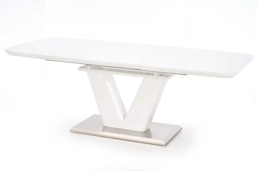 Jídelní rozkládací stůl MISTRAL – 160x90x77 (+60), kov, bílý Halmar