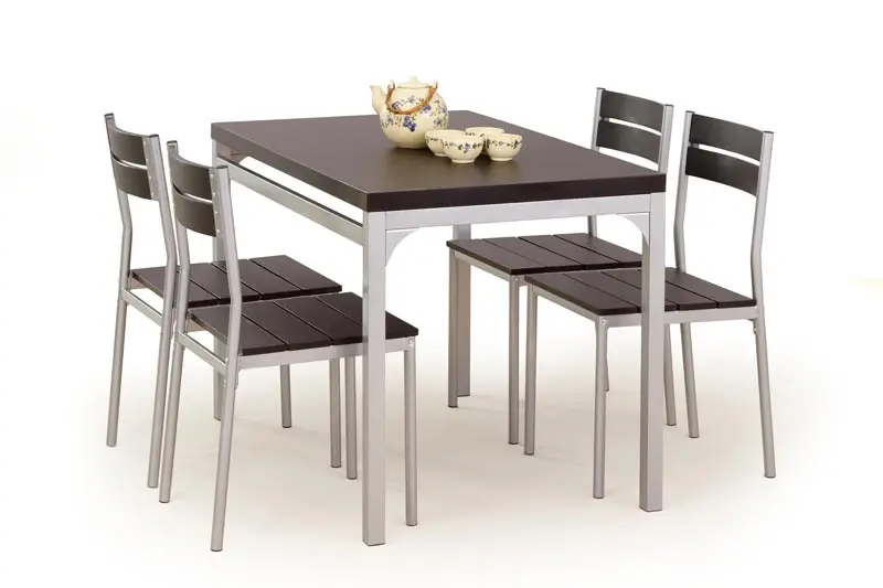 Jídelní set MALCOLM 1 + 4 – kov, wenge Halmar