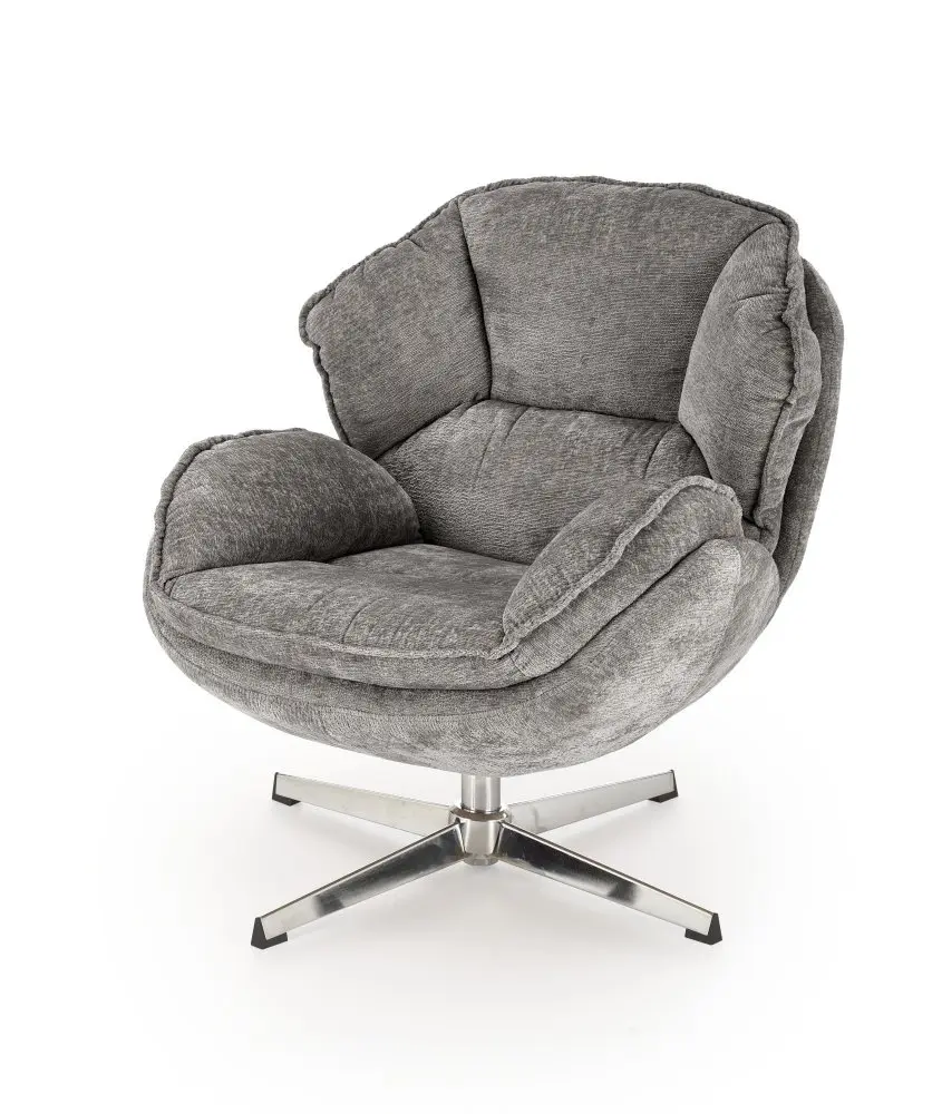 Designové křeslo GUIDO — kov, látka, šedá Halmar