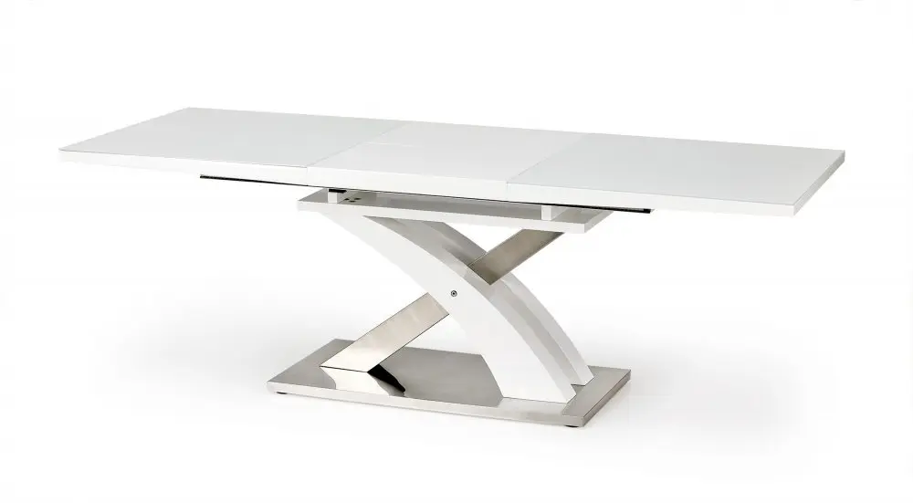 Jídelní rozkládací stůl SANDOR 2 – 160x90x78 (+60), kov, bílý Halmar