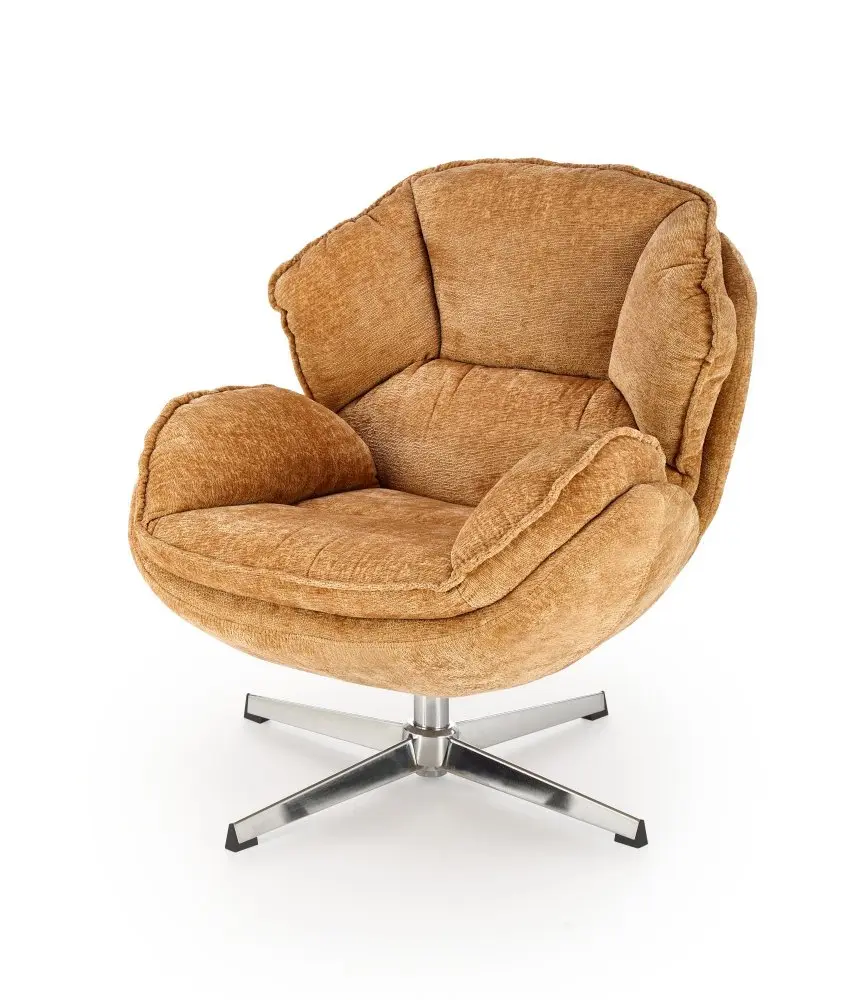 Designové křeslo GUIDO — kov, látka, hořčicová Halmar