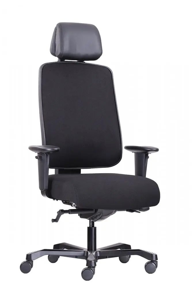 Ergonomická zátěžová židle BOSTON 24/7 — látka, černá, nosnost 200 kg Antares