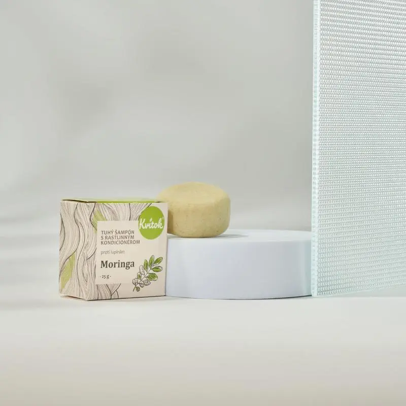 Kvítok Tuhý šampon s Kondicionérem - Moringa (proti LUPŮM), 25g
