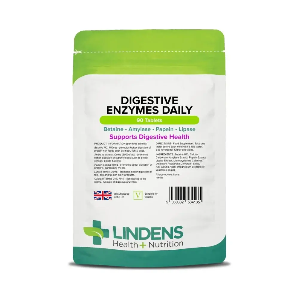 LINDENS Health + Nutrition Trávicí enzymy, 90 tablet