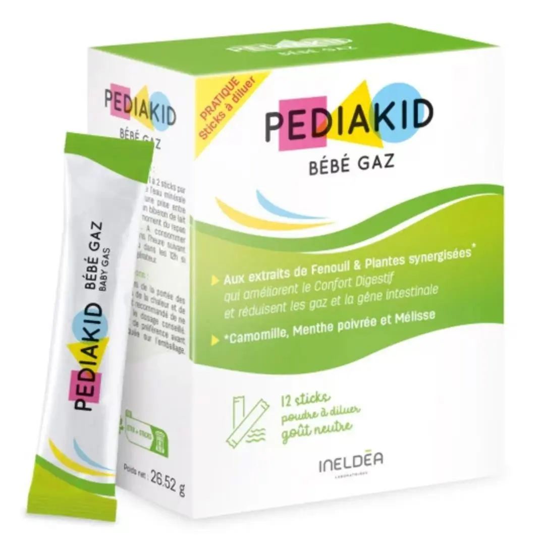 Pediakid Bébé Gaz – přírodní sáčky pro dobré trávení pro miminka s obsahem fenyklu, lípy, meduňky a heřmánku, 12 ks