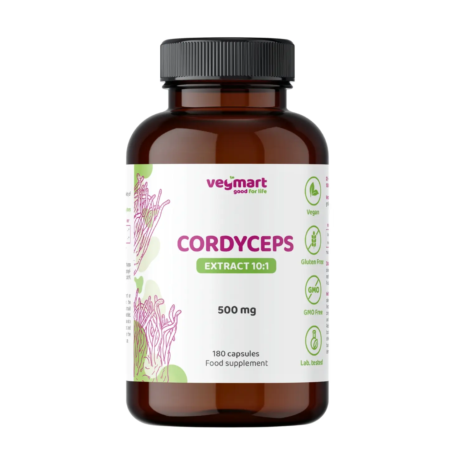 Vegmart Cordyceps 300 mg, 90 kapslí
