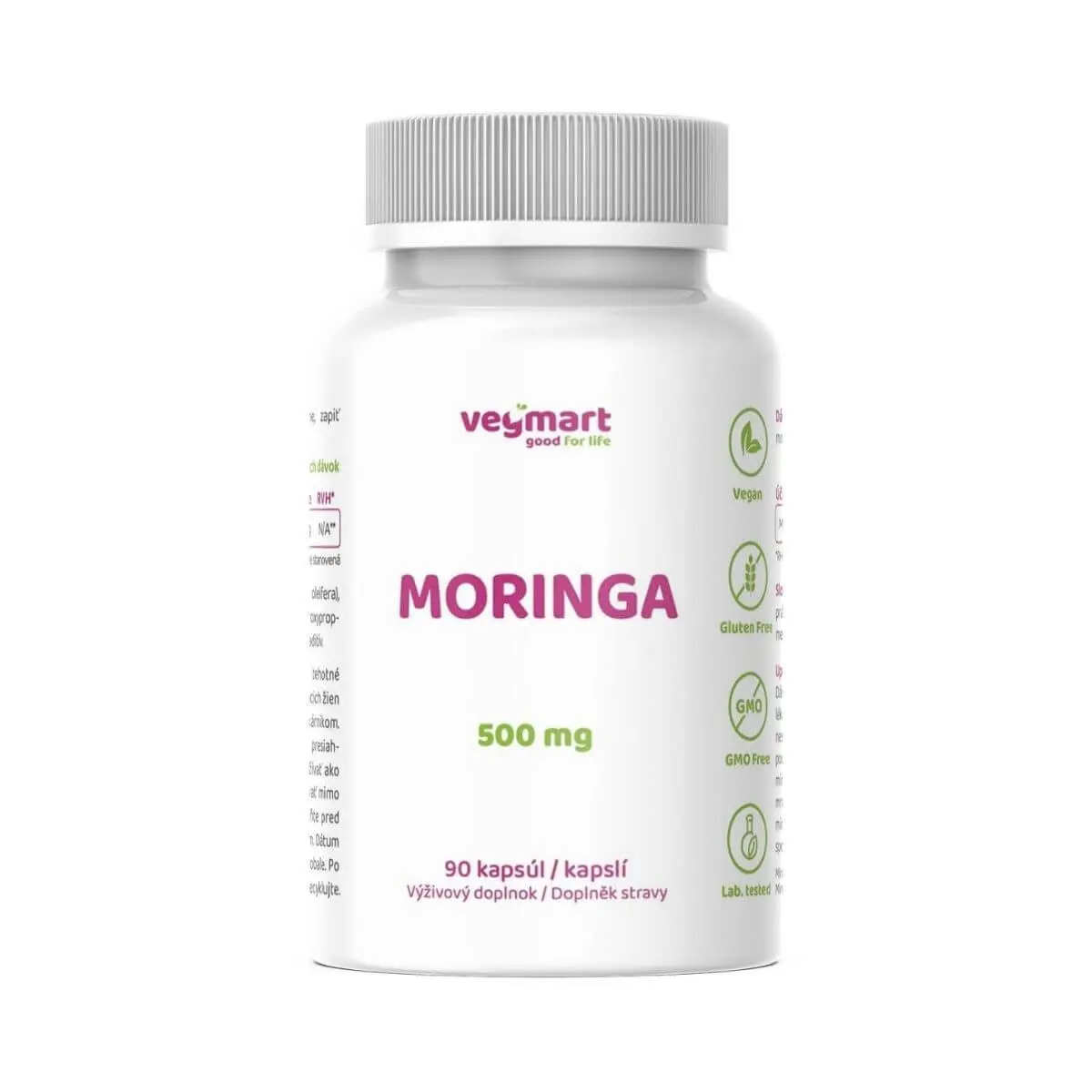 Vegmart Moringa 500 mg, 90 kapslí