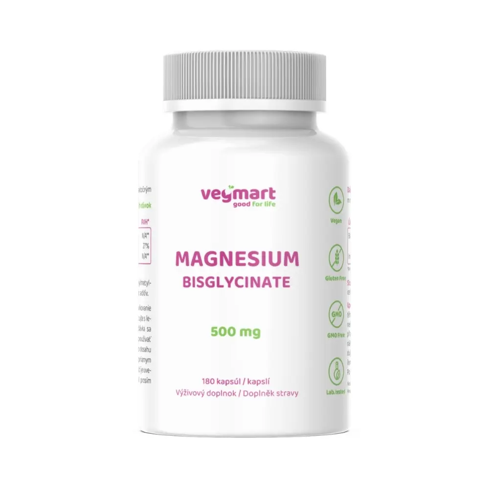 Vegmart Hořčík bisglycinát 500 mg, 180 kapslí