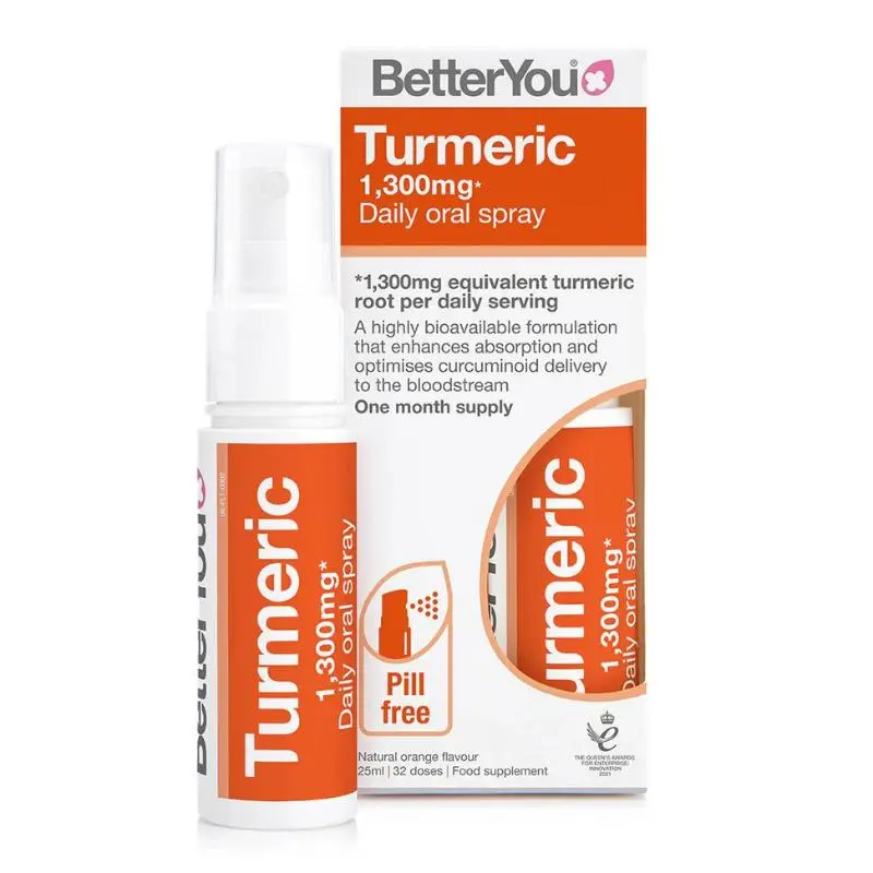 BetterYou Kurkuma ve spreji (1300 mg) 25 ml