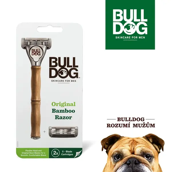 Bulldog Original Bambusový holíci strojek + 2 náhradní hlavice
