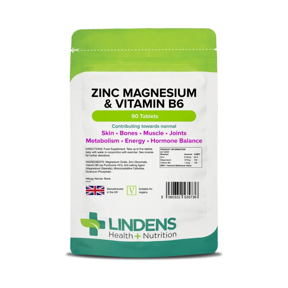 LINDENS Health + Nutrition Zinek, Hořčík & Vitamín B6, 90 tablet