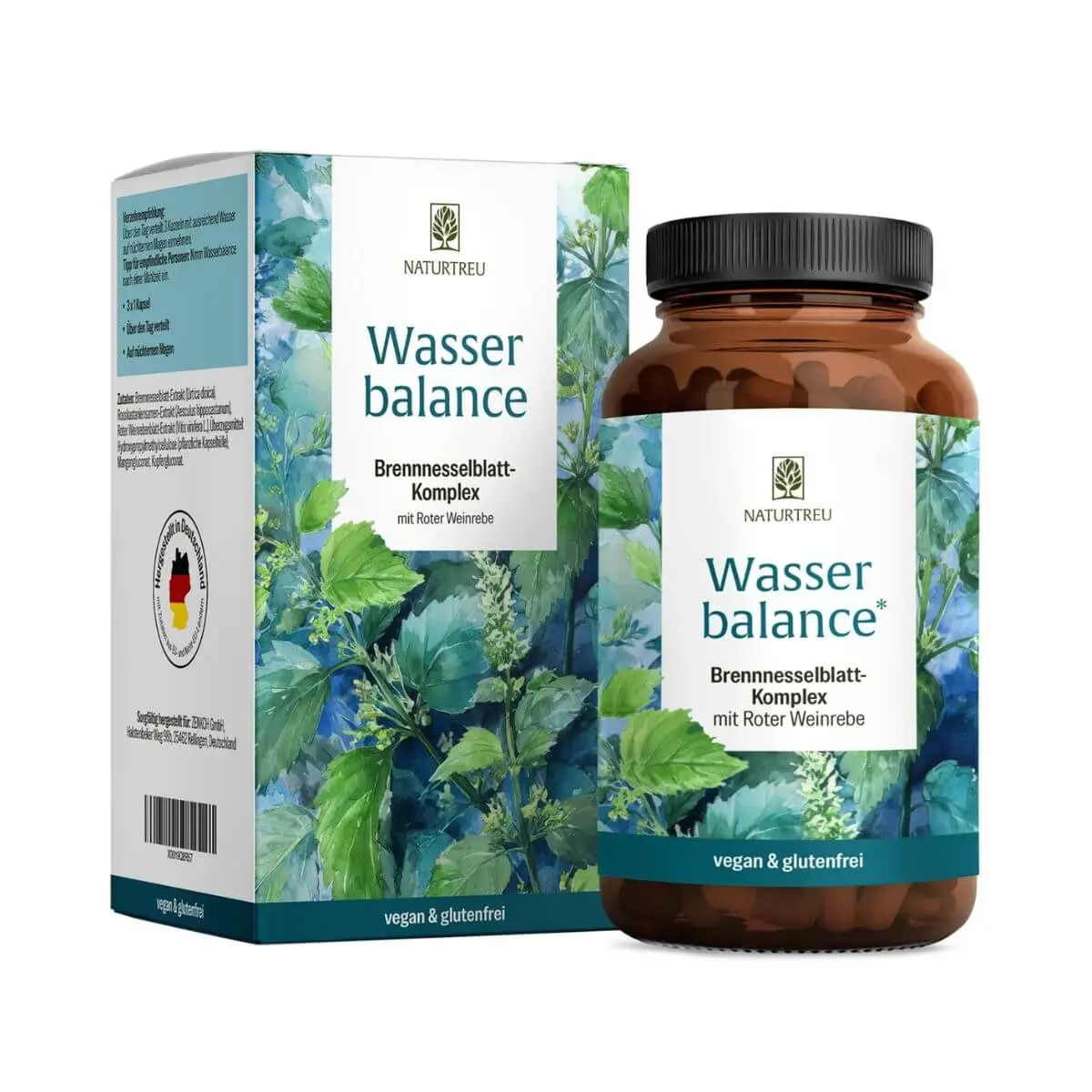 Naturtreu Komplex kopřivy, kaštanů a listů révy pro vodní balanci, 90 kapslí