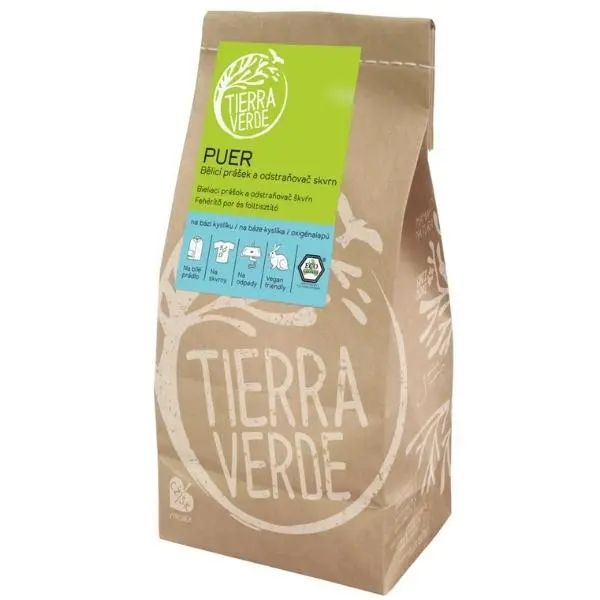 Tierra Verde Puer – bělicí prášek a odstraňovač skvrn na bázi kyslíku (papírový sáček 1 kg)