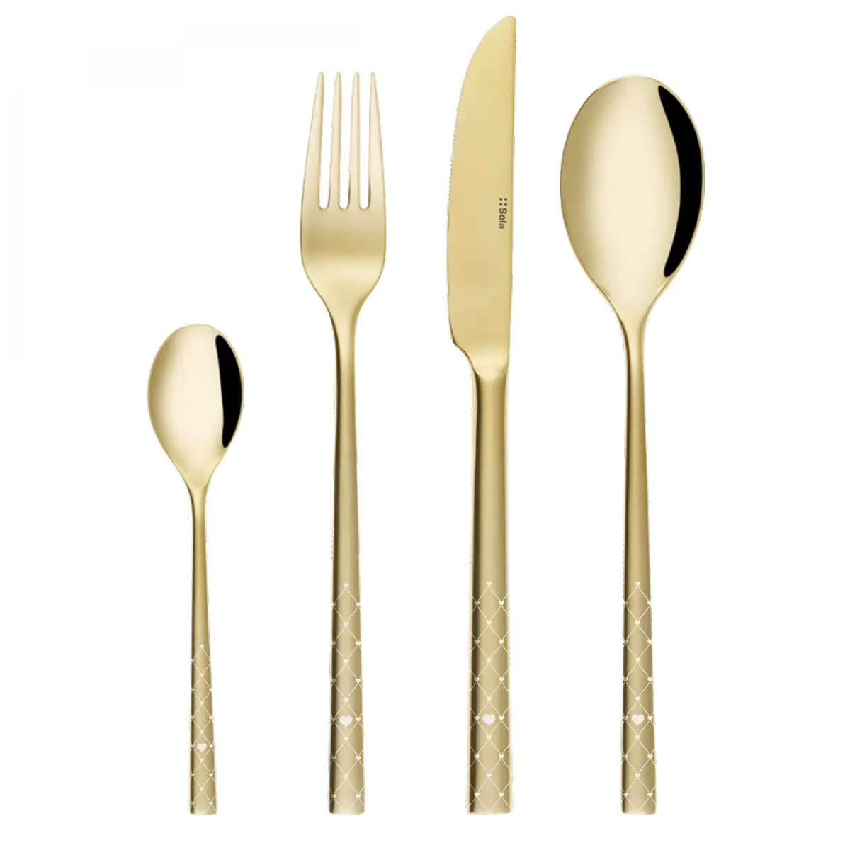 Sada příborů 16 ks – Living PVD Champagne – Laser Glamour Love - 107076