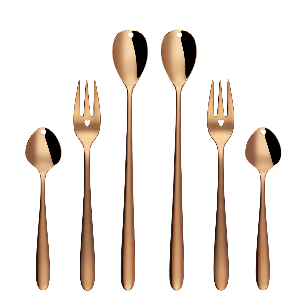 Dárková sada se srdcem 6 ks růžové zlato — Love Cutlery - 116445