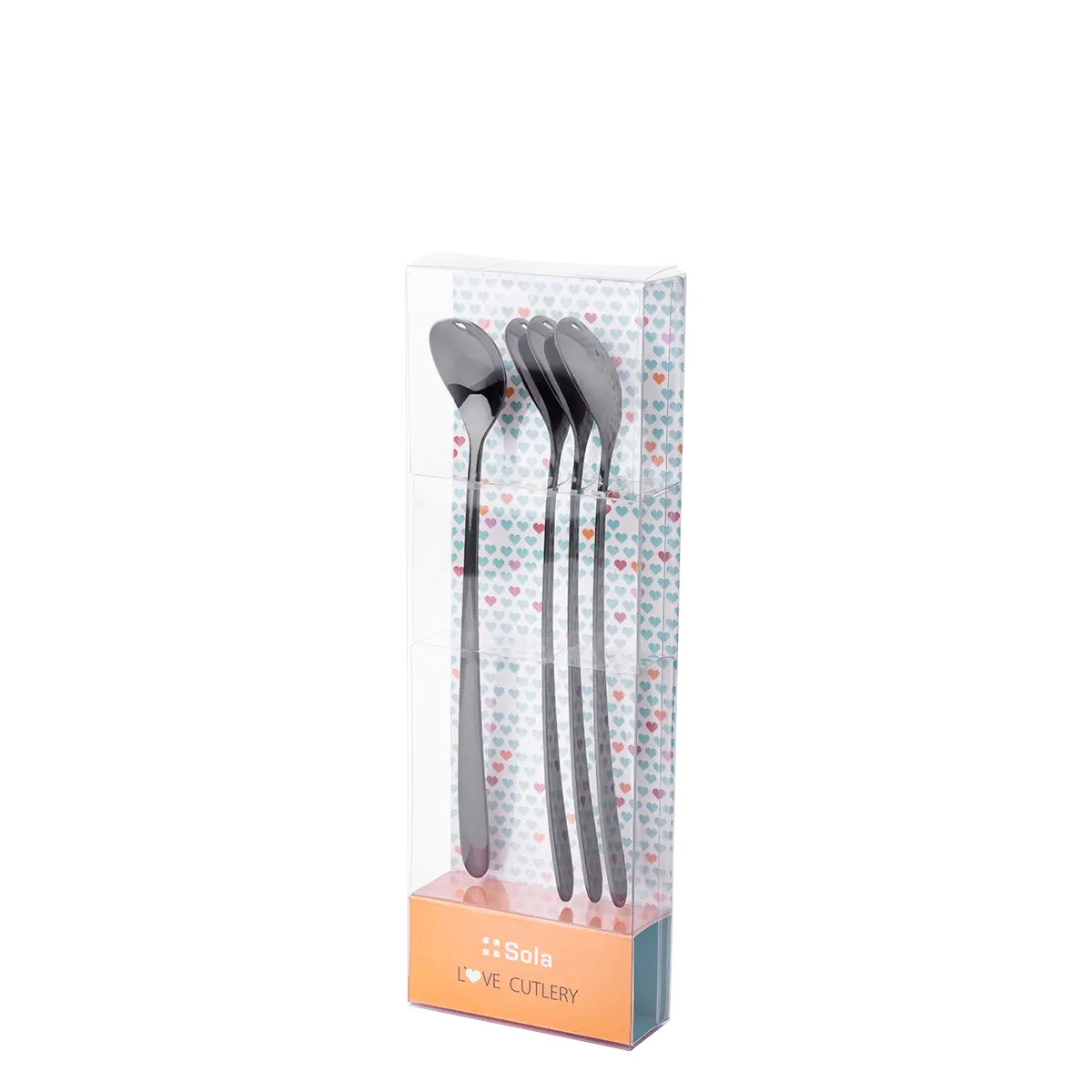 Latté lžičky se srdíčkem set 4 ks – Alpha PVD Grey - 116627VAL