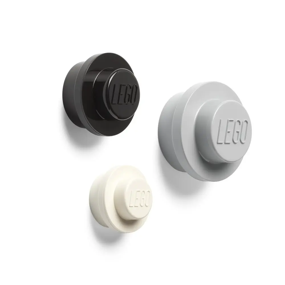 LEGO věšák na zeď, 3 ks - bílá, černá, šedá - hra z kategorie LEGO merchandise