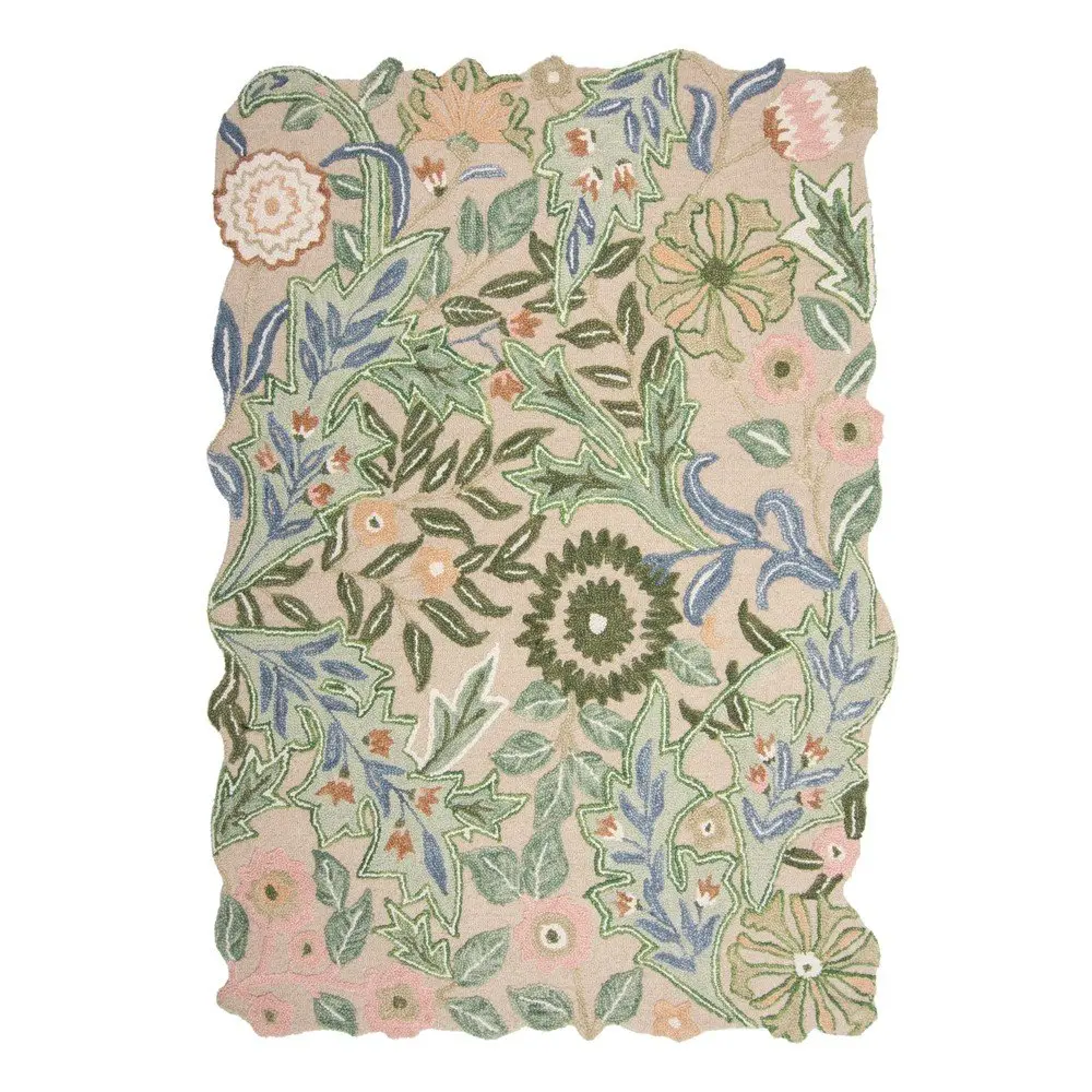 Zelený ručně tkaný vlněný koberec 200x290 cm Bryony Shaped Floral – Flair Rugs