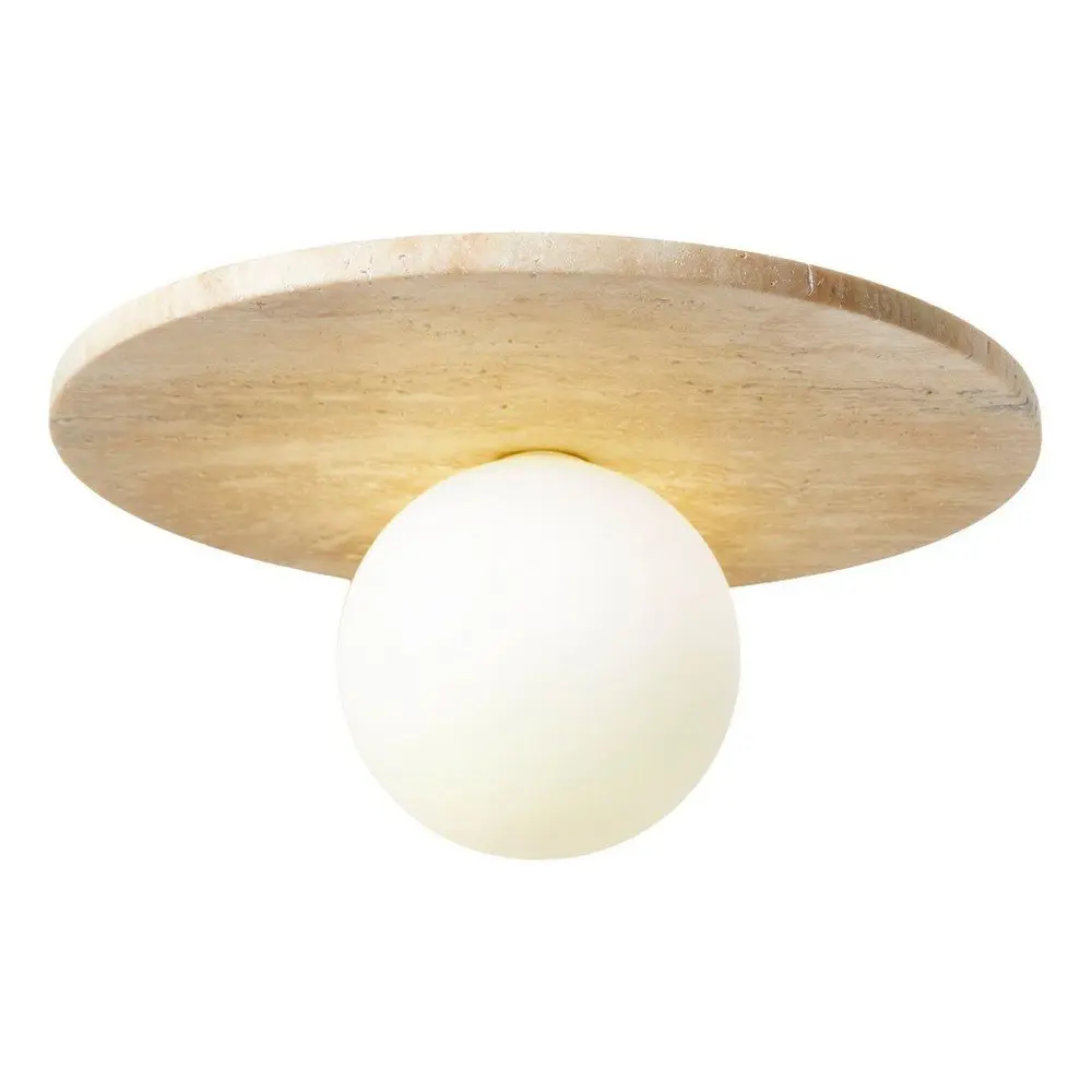 Béžové kamenné stropní svítidlo se skleněným stínidlem ø 12 cm Hilde – Opviq lights